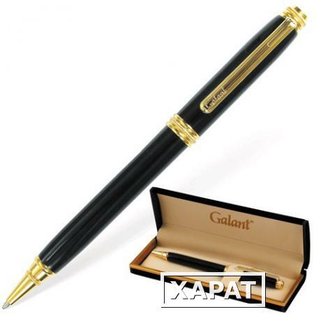 Фото Ручка шариковая GALANT "Black", подарочная, корпус черный, золотистые детали, синяя