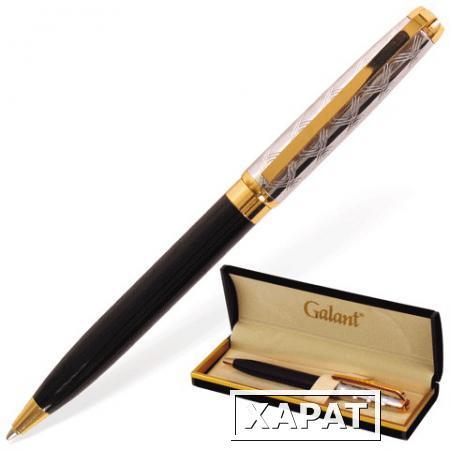 Фото Ручка шариковая GALANT "Consul", подарочная, корпус серебристый/черный, золотистые детали, синяя