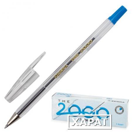 Фото Ручка шариковая ZEBRA "The 2000metal tip", корпус прозрачный, толщина письма 0,7 мм, синяя