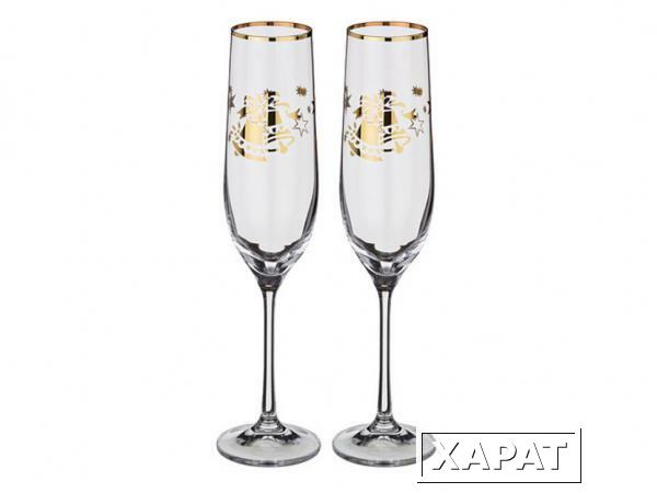 Фото Набор бокалов для шампанского из 2 шт. 190 мл. высота=24 см. Crystalex Cz (674-272)