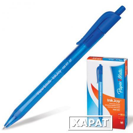 Фото Ручка шариковая PAPER MATE автоматическая "InkJoy 100 RT", корпус синий, толщина письма 0,5 мм, синяя