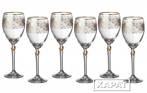 Фото Набор бокалов для вина из 6 шт."лили s1124" 250 мл. высота=22 см. Crystalex Cz (674-244)