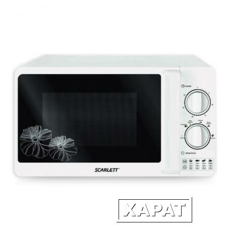 Фото Микроволновая печь SCARLETT SC-MW9020S01M, объем 20 л, мощность 700 Вт, механическое управление, таймер, белая