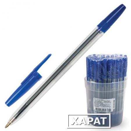 Фото Ручка шариковая СТАММ "Оптима", корпус прозрачный, толщина письма 1 мм, синяя