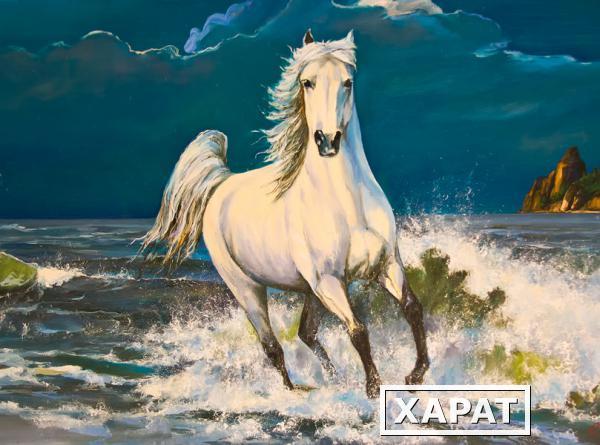 Фото "Белая лошадь", холст/жикле, 30х45
