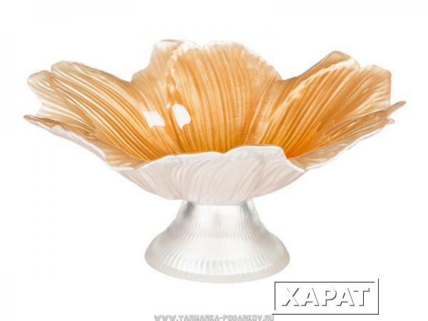 Фото Конфетница цветок янтарь диаметр 21 см