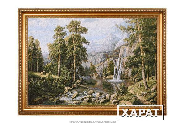 Фото Гобеленовая картина лесной водопад 84х121см.