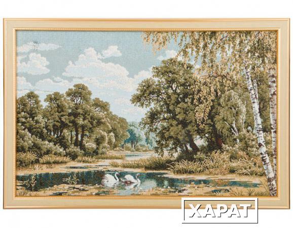 Фото Гобеленовая картина "пейзаж с лебедями" 55х37см. (404-1060-73)