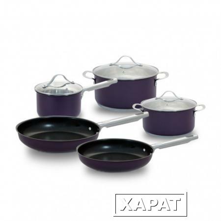Фото (l) набор посуды, 8 пр, revolution, сливовый Kuchenland SS1106-8C-purple