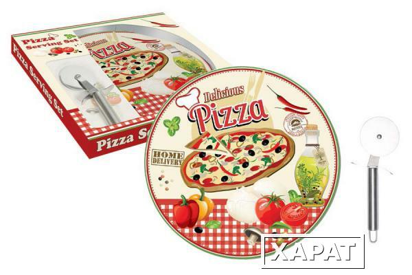 Фото Набор для пиццы: тарелка + нож Подарки R2S ( R2S467_PIZ-AL )