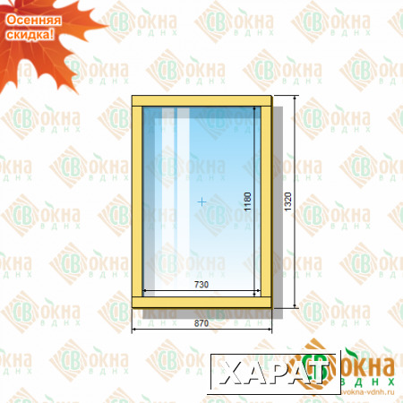 Фото Деревянное окно ОД ОСП 14-9 Г (1320х870 мм, в проем 1350х900 мм) одностворчатое