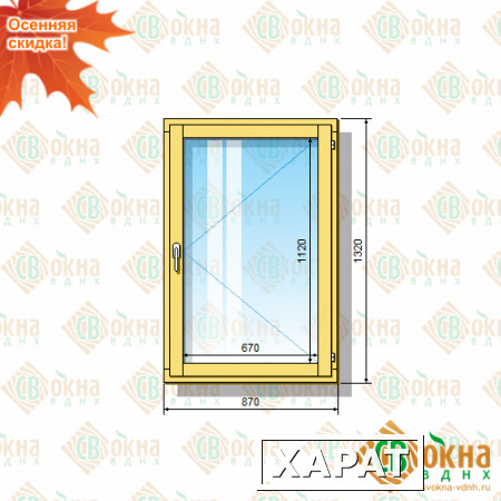Фото Деревянное окно ОД ОСП 14-9 Пп (1320х870 мм, в проем 1350х900 мм) одностворчатое