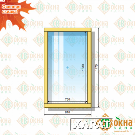 Фото Деревянное окно ОД ОСП 15-9 Г (1470х870 мм, в проем 1500х900 мм) одностворчатое