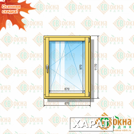 Фото Деревянное окно ОД ОСП 12-9 Оп (1170х870 мм, в проем 1200х900 мм) одностворчатое