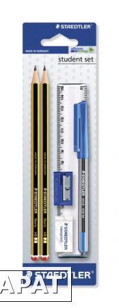 Фото Карандаш чернографитовый Noris 120, 2 шт + ластик, точилка, ручка, линейка 15 см
