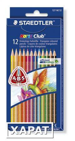 Фото Карандаш цветной NorisClub трехгранный набор 12 цветов, картонный корпус