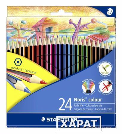 Фото Карандаш цветной Noris Colour, набор 24 цвета, Wopex, картонная упаковка