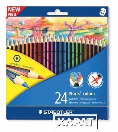 Фото Карандаш цветной Noris Colour, набор 24 цвета., Wopex, картонная упаковка, 1 ряд карандашей