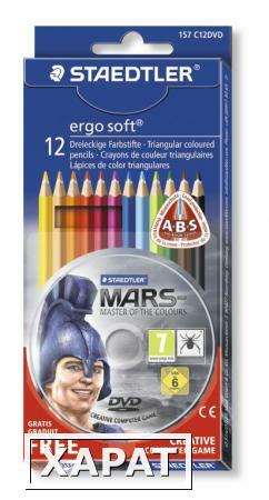 Фото Карандаш цветной Ergosoft трехгранный 157. набор 12 цветов картонный корпус + DVD