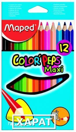 Фото Карандаши цветные COLOR'PEPS MAXI, треуголные 12 цветные картонная коробка MAPED