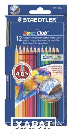 Фото Карандаш акварельный Noris Club набор 12 цветов, картонный корпус + кисть