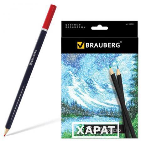 Фото Карандаши цветные BRAUBERG (БРАУБЕРГ) "Artist line", 18 цветов, черный корпус, заточенные, высшее качество