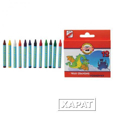 Фото Восковые карандаши KOH-I-NOOR "Дракончик", 12 цветов, картонная упаковка с европодвесом