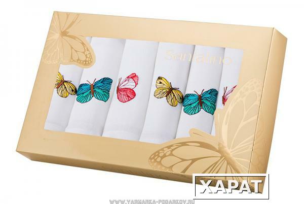 Фото Комплект салфеток из 6 шт, 42х42см, вышивка райские бабочки , белый п/э 100 проц,