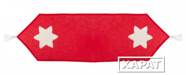 Фото Дорожка "снежинка" 29*136 см, 100% хлопок, красная Оптпромторг Ооо (850-817-19)
