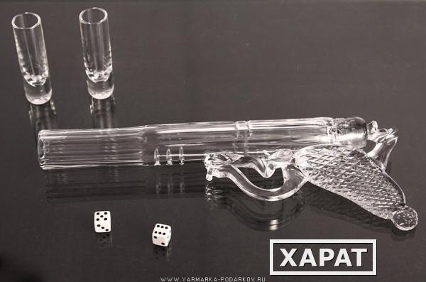 Фото Набор для спиртного русская рулетка :пистолет-рюмка+2 стопки 20 мл.хрусталь