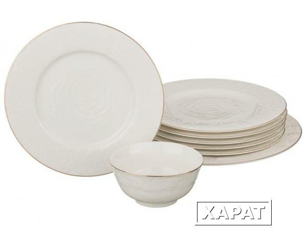 Фото Набор для блинов 8 пр. : блюдо-25,4см., тарелка 20 см.- 6 шт., креманка 300 мл. 11 см. Porcelain Manufacturing (361-026)