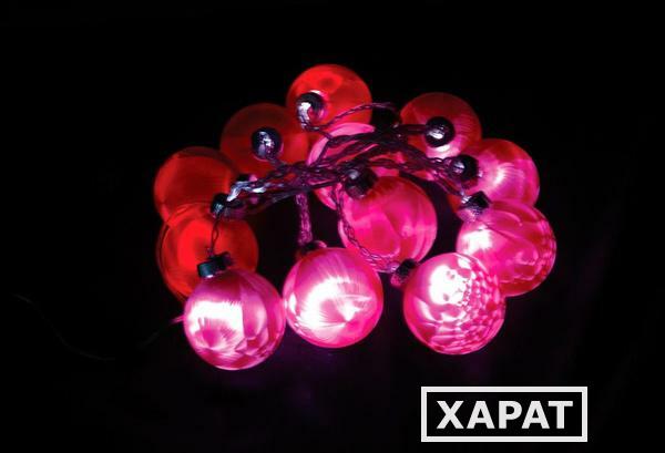 Фото Гирлянда 24V 12LED белый цвет стекла: красный 1W 42mA с 24V-адаптером IP20 шнур 3м х0.12мм CL52; 26760