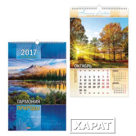 Фото Календарь на гребне с ригелем на 2017 г., 30х45 см, HATBER, 6 л., "Гармония природы"