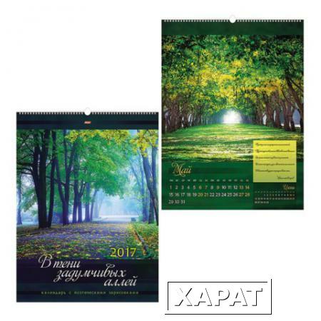 Фото Календарь на гребне с ригелем на 2017 г., 45х60 см, HATBER, 6 л., "В тени аллей"