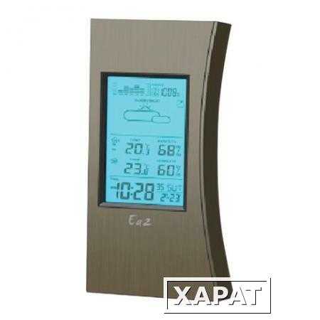 Фото Погодная метеостанция EA2 ED 608, термодатчик, часы, будильник, календарь, барометр, черная