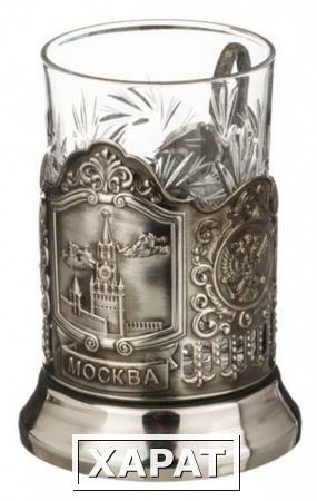 Фото Стакан хрустальный с подстаканником черненым "спасская башня" 225 мл. (386-151)