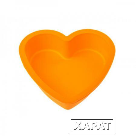 Фото Форма для выпечки, силиконовая, сердце, 14 х 13.5 х 3.8 см, оранжевая, PERFECTO LINEA (20-001214)