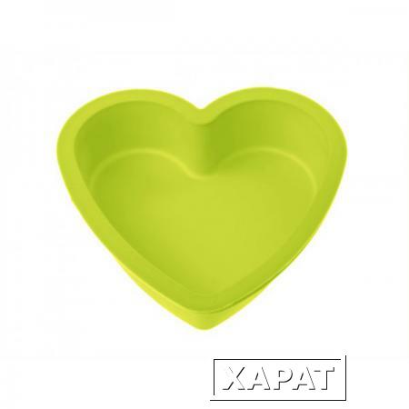Фото Форма для выпечки, силиконовая, сердце, 14 х 13.5 х 3.8 см, зеленая, PERFECTO LINEA (20-001213)