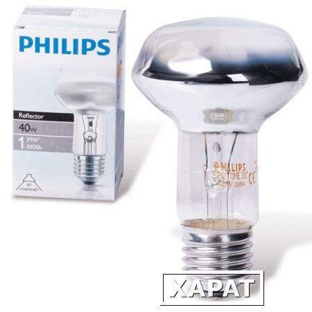 Фото Лампа накаливания PHILIPS Spot R63 E27 30D, 40 Вт, зеркальная, колба d = 63 мм, цоколь E27, угол 30°