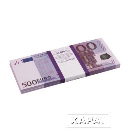 Фото Деньги шуточные "500 евро", упаковка с европодвесом