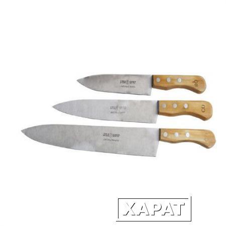 Фото Набор ножей "Поварская тройка" с деревянные ручки (3 предмета), упак. 5 шт. арт. С-119