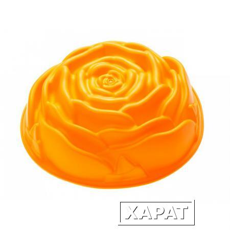 Фото Форма для выпечки, силиконовая, роза, 23 х 7 см, оранжевая, PERFECTO LINEA (20-018914)
