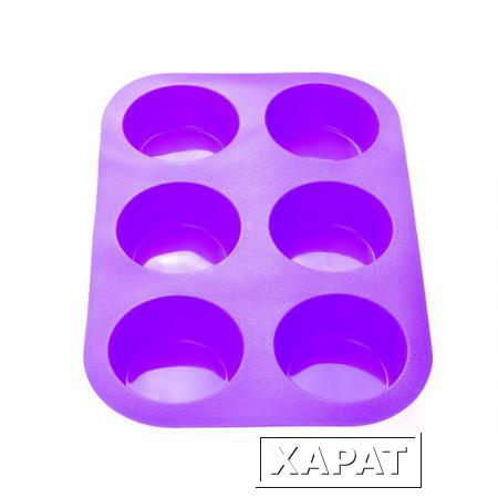 Фото Форма для выпечки, силиконовая, прямоугольная на 6 кексов, 26 х 17.5 х 3 см, фиолет., PERFECTO LINEA (20-000411)