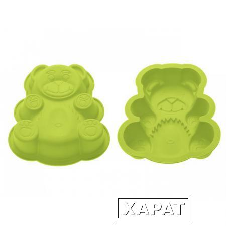 Фото Форма для выпечки, силиконовая, мишка, 18 х 15 х 3.8 см, зеленая, PERFECTO LINEA (20-001513)