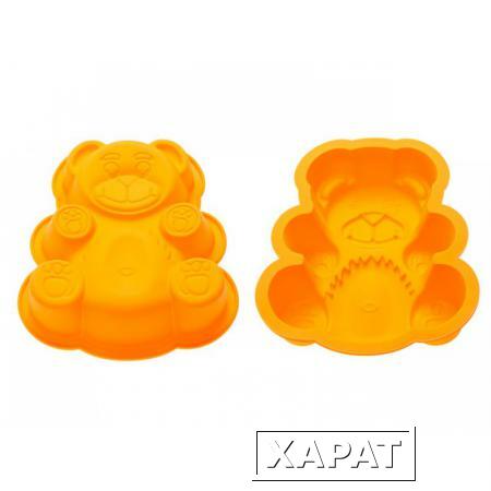 Фото Форма для выпечки, силиконовая, мишка, 18 х 15 х 3.8 см, оранжевая, PERFECTO LINEA (20-001514)
