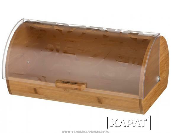 Фото Хлебница деревянная с пластиковой крышкой 36х21х17 см,
