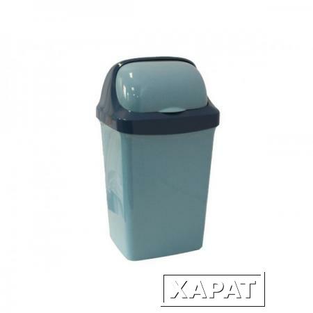 Фото Контейнер для мусора РОЛЛ ТОП 15л (голубой мрамор) (М2466) (IDEA)