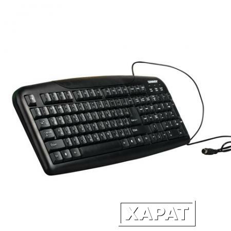 Фото Клавиатура проводная SONNEN KB-110, PS/2, 107 кнопок (104 основных + 3 дополнительных), черная