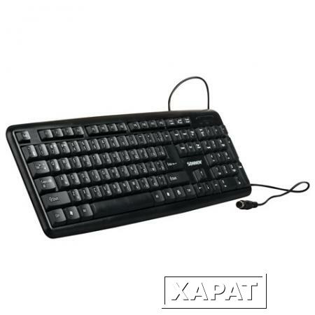 Фото Клавиатура проводная SONNEN KB-100B, PS/2, 104 кнопки, черная