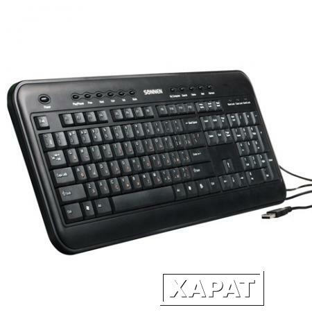 Фото Клавиатура проводная SONNEN KB-M510, USB, мультимедийная, 12 дополнительных кнопок, черная